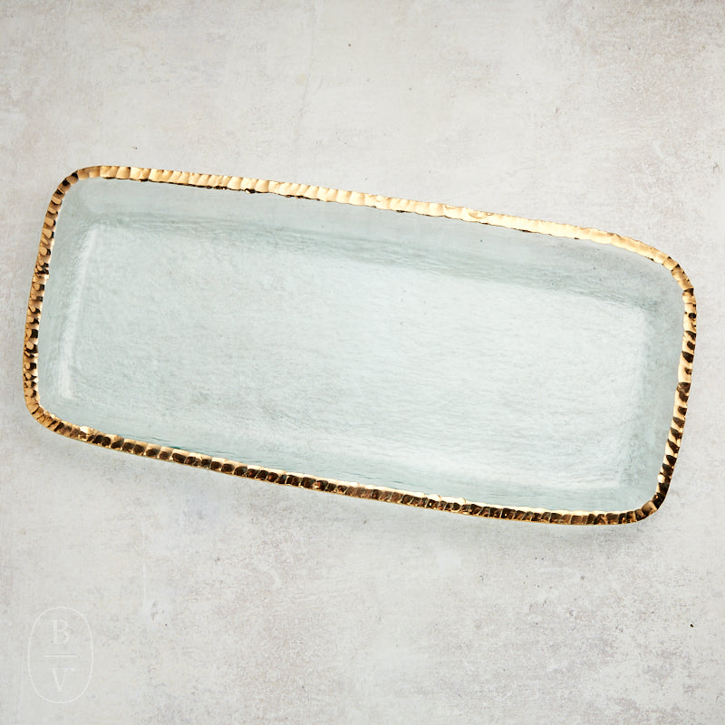 Annieglass EDGEY BANQUET RECTANGULAR TRAY Gold