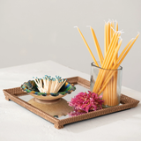 Creative Co-op WOVEN DESIGN RESIN MIRROR FOOTED TRAY Brown