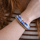 Golden Stella THREE ROW BEAD BRACELET Blue