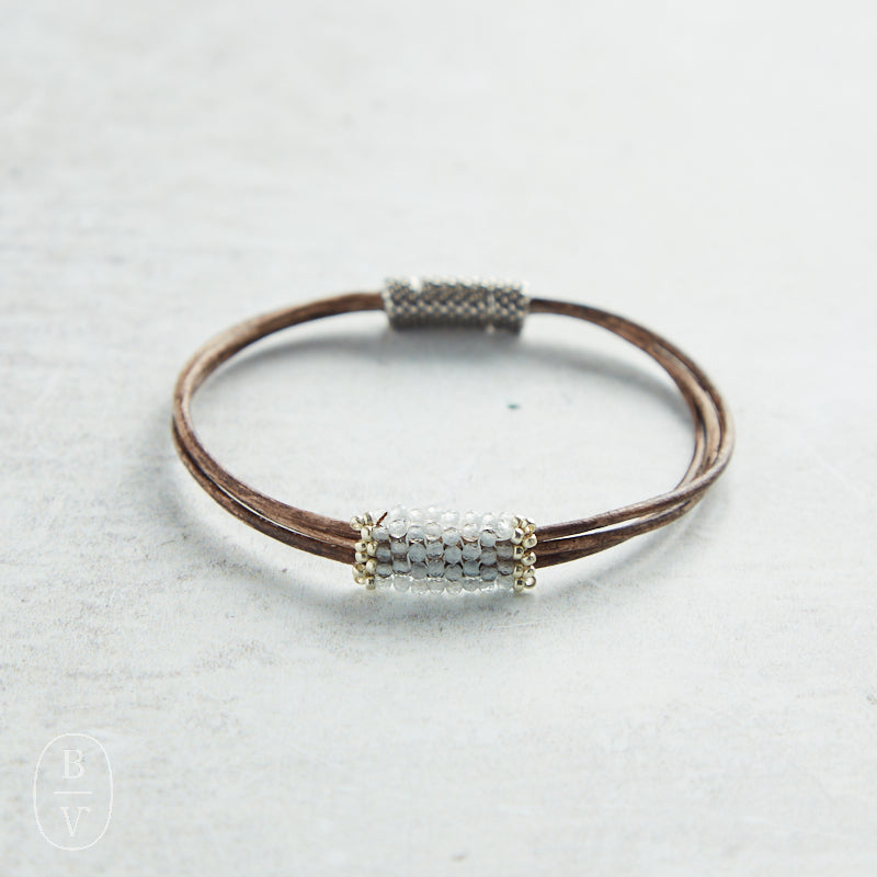 Martell Studio AQUAMARINE BEADED LEATHER BRACELET G21-504