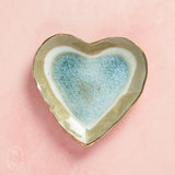 Creative Co-op GOLD EDGE STONEWARE HEART DISH Brown