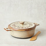 Creative Co-op STONEWARE BRIE BAKER WITH WOOD SPREADER Brown 7