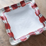 Etta B Pottery GAMEDAY MEDIUM SQUARE BOWL Crimson