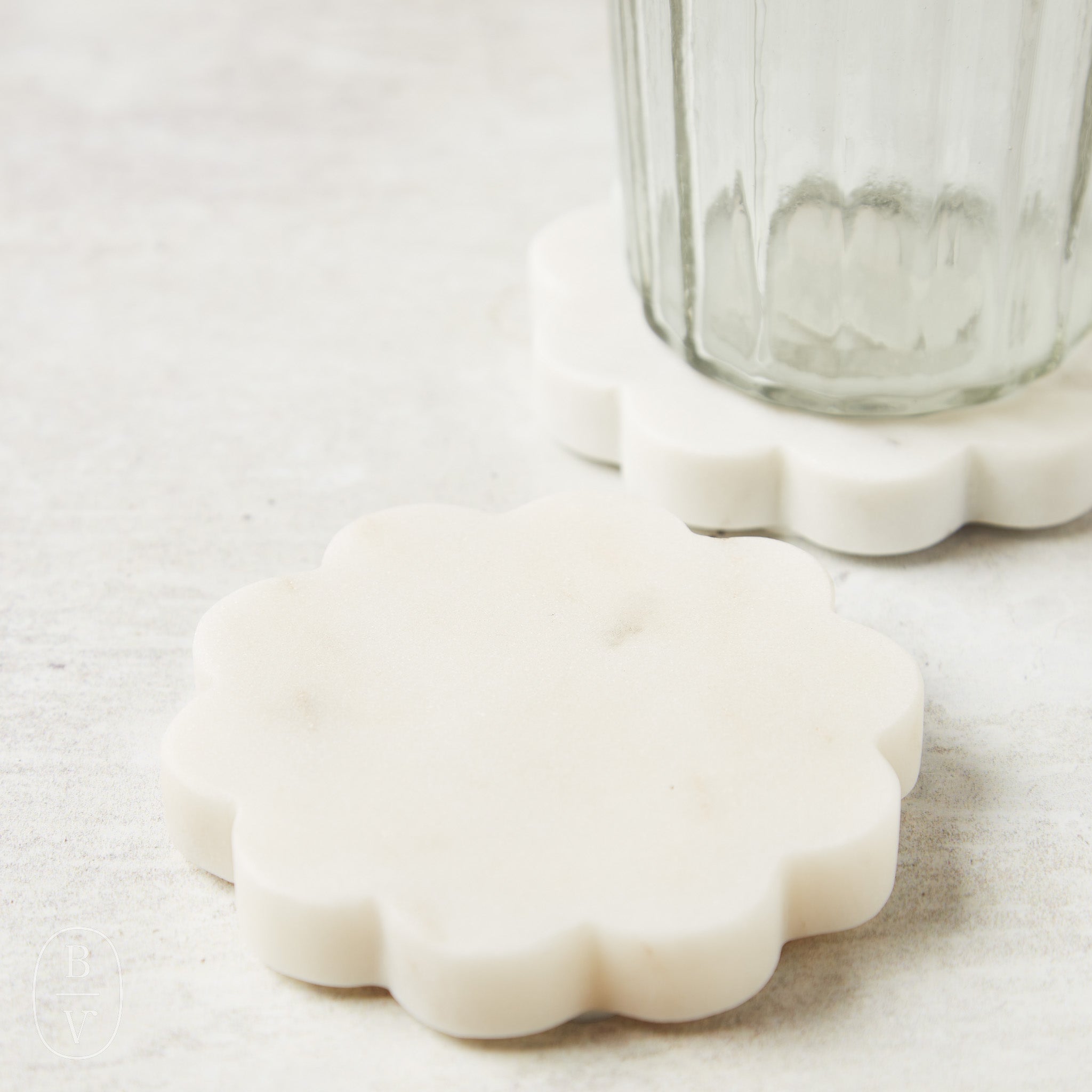 Mudpie SCALLOPED MARBLE COASTER SET OF 4