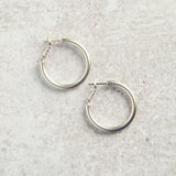 Virtue SMALL BRUSHED HOOP EARRINGS Silver