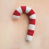 Creative Co-op SHERPA CANDY CANE SHAPED PILLOW Red White