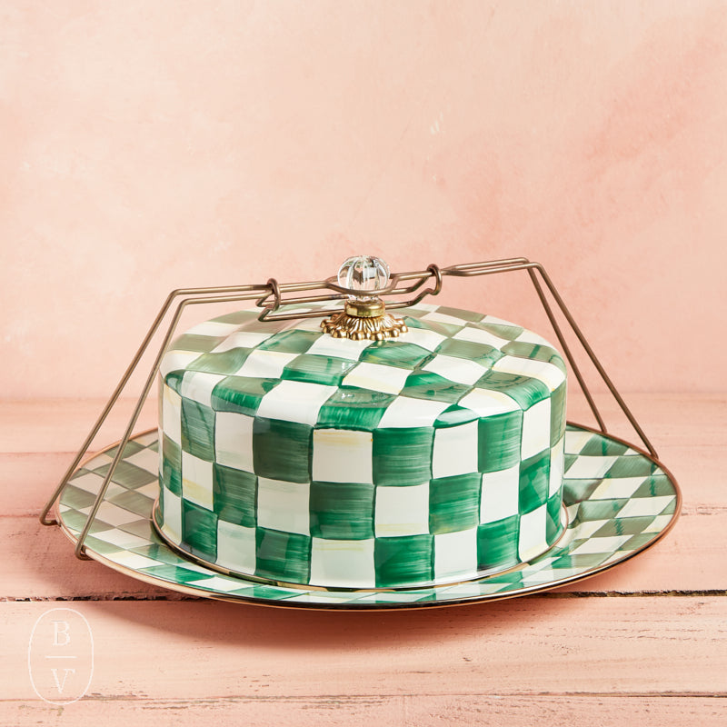 MacKenzie-Childs CAKE CARRIER Emerald Check