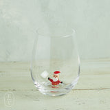 Creative Co-op HOLIDAY STEMLESS WINE GLASS WITH FIGURE Santa