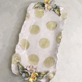 Dixie Pottery BARBARA JEAN SERVING PLATTER Green Dot 21x9