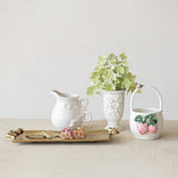 Creative Co-op GOLD FOOTED TRAY WITH BOW SHAPED HANDLES