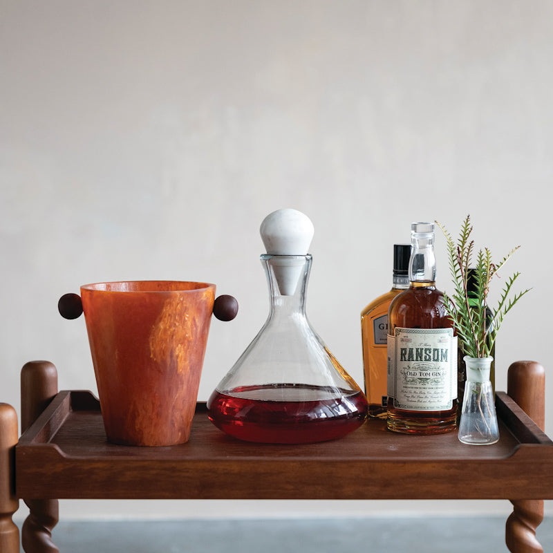 Creative Co-op GLASS DECANTER WITH WHITE MARBLE STOPPER