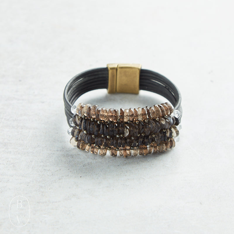 Martell Studio SMOKEY QUARTZ LEATHER BRACELET G24-248