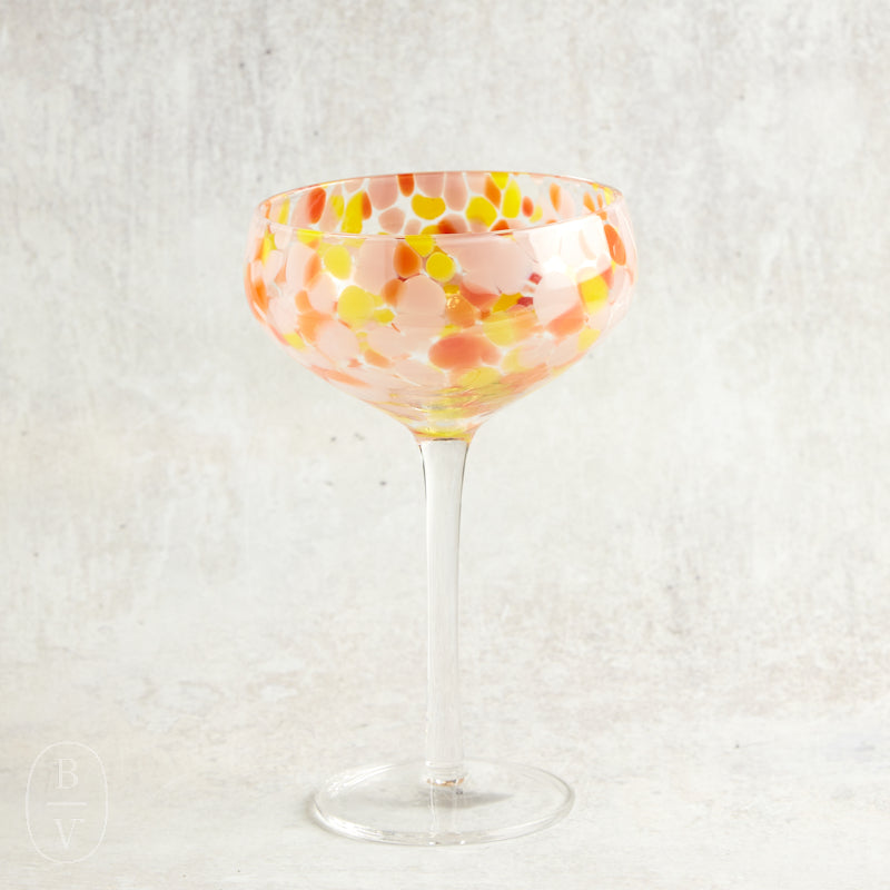 Creative Co-op CONFETTI CHAMPAGNE COUPE GLASS Yellow & Orange