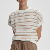 Varley CIARA STRIP KNIT TOP Chanterelle Stripe