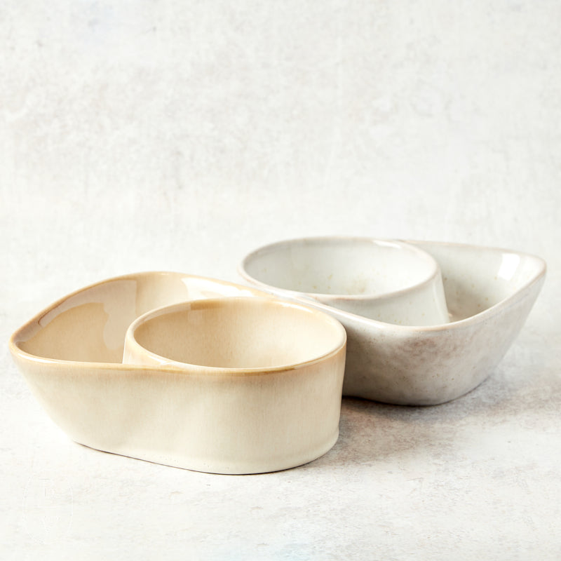 Creative Co-op STONEWARE CRACKER AND SOUP BOWL