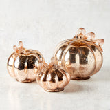 K and K Interiors ROSE GOLD MERCURY GLASS PUMPKIN 6 inch