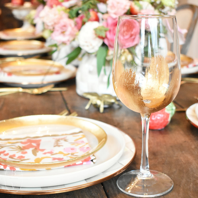 Elm Design HAND PAINTED GOLD LEAF STEMMED WHITE WINE GLASS