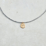 eNewton Design FACETED HEMATITE INSPIRE SMALL GOLD CHARM CHOKER