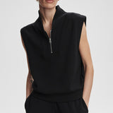 Varley LORETTA HALF ZIP SLEEVELESS SWEAT Black