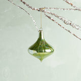 A and B Floral IRIDESCENT GLASS ORNAMENT Lime Green Onion