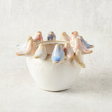 Creative Co-op STONEWARE PLANTER BIRDS ON RIM 5