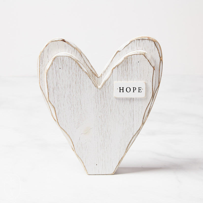 Glory Haus HOPE WHITE WOODEN HEART