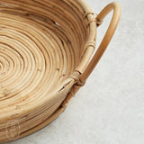 Creative Co-op HANDWOVEN RATTAN TRAY WITH HANDLE