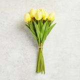 K and K Interiors MINI TULIP BOUQUET WITH 12 STEMS Light Yellow 13.5