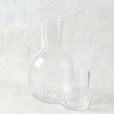 Creative Co-op EMBOSSED BEDSIDE CARAFE AND GLASS SET