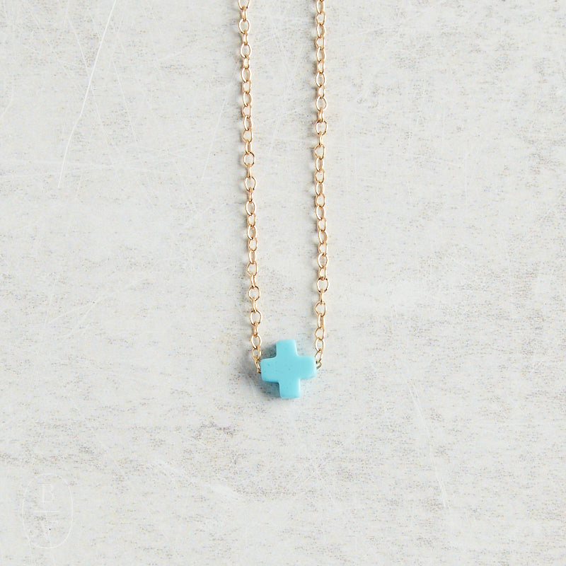eNewton Design SIGNATURE CROSS SMALL NECKLACE Turquoise 16