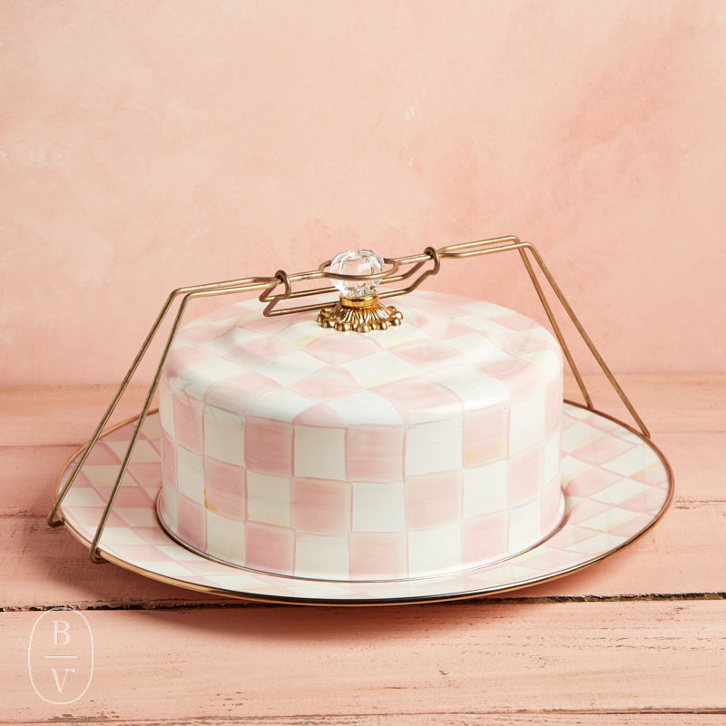 MacKenzie-Childs CAKE CARRIER Rosy Check