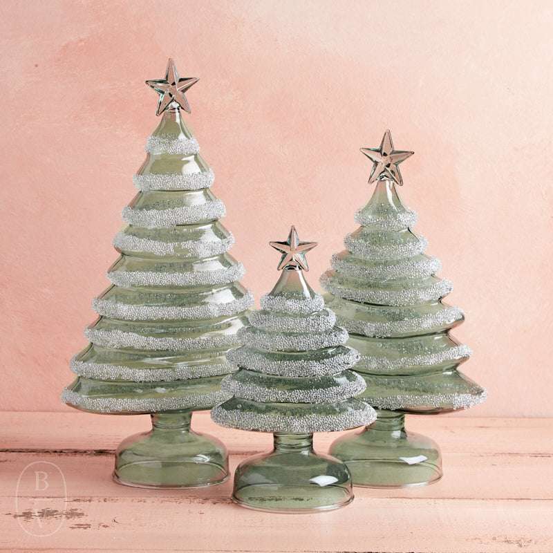 K and K Interiors GLASS ICED LAYERS CHRISTMAS TREE Sage Green