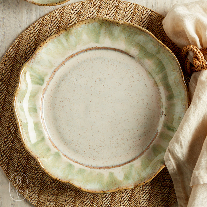 Etta B Pottery RIMMED ROUND DINNER PLATE Matcha Latte