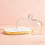 Mudpie GOLD EDGE BUTTER DISH WITH GLASS LID