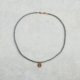 eNewton Design FACETED HEMATITE INSPIRE SMALL GOLD CHARM CHOKER Hematite 2mm