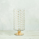 Creative Co-op STARBURST PATTERN ETCHED GLASS FOOTED HURRICANE