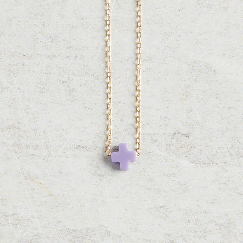eNewton Design SIGNATURE CROSS SMALL NECKLACE Purple 16