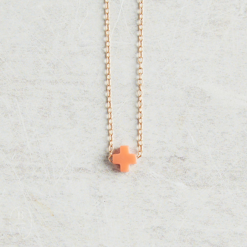 eNewton Design SIGNATURE CROSS SMALL NECKLACE Coral 16