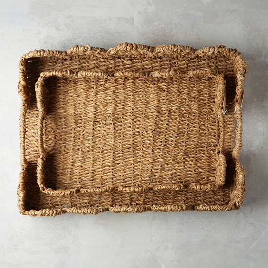 Mudpie WOVEN WICKER SCALLOP TRAY