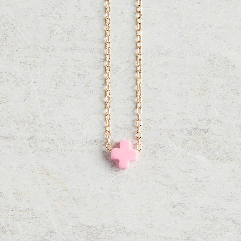 eNewton Design SIGNATURE CROSS SMALL NECKLACE Bright Pink 16
