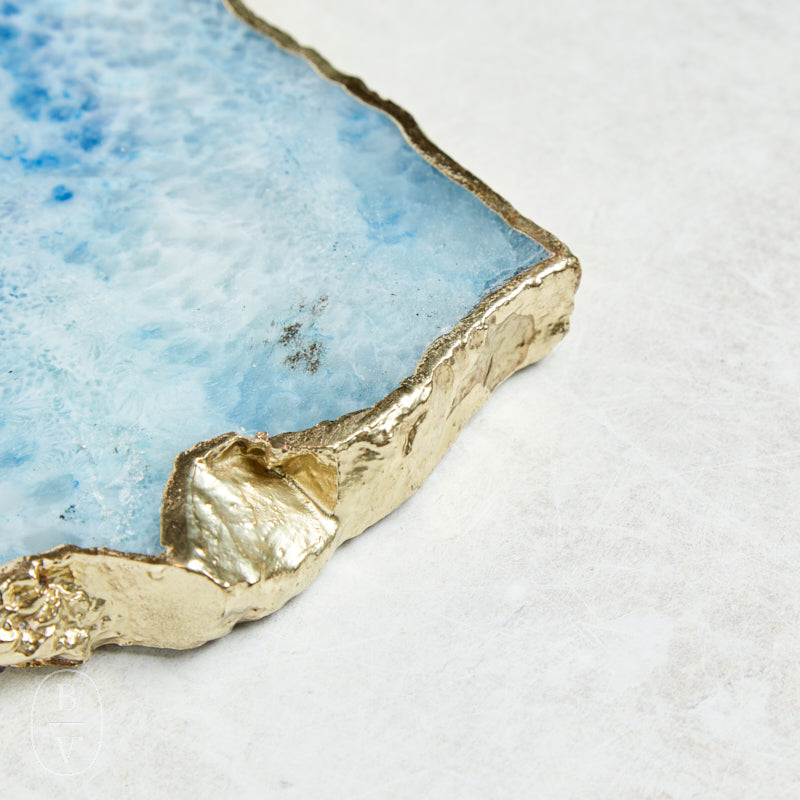 Creative Co-op GOLD EDGE AGATE TRAY
