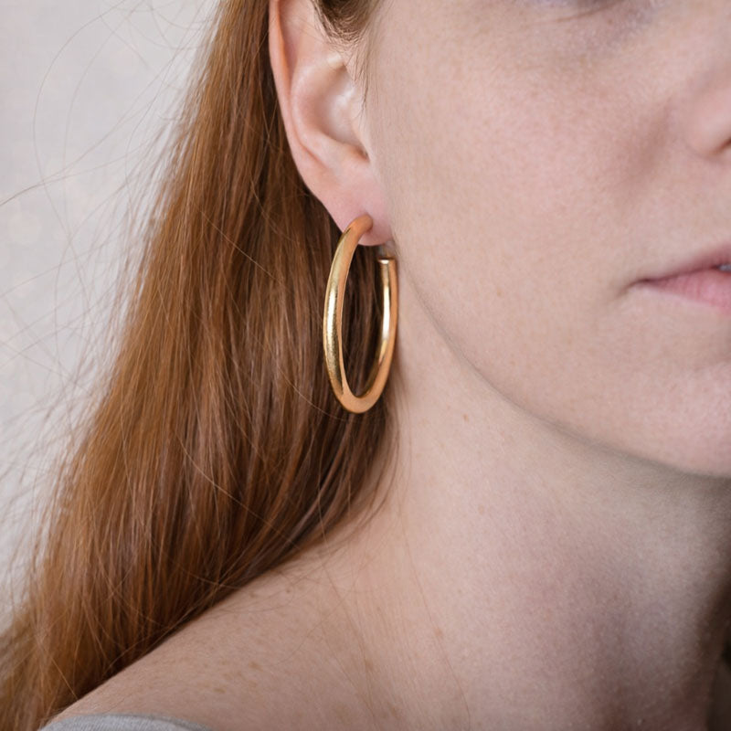 Golden Stella 45MM OPEN HOOPS Worn Gold