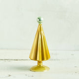 Cody Foster PETITE PLEATED GLASS TREE WITH BALL TOPPER Moss Aqua Small