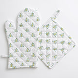 Pomegranate CHRISTMAS TREE OVEN MITT AND POT HOLDER SET