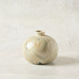 Creative Co-op STONEWARE VASES WITH MARBLED DESIGN Green Small