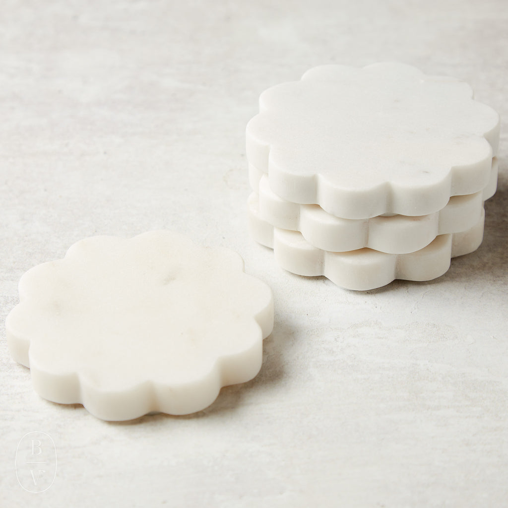 Mudpie SCALLOPED MARBLE COASTER SET OF 4