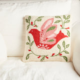 Peking Handicraft FESTIVE FOLK DOVE HOOKED PILLOW