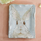 Dixie Pottery BUNNY TRAY Blue 4x6