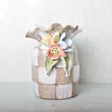 Dixie Pottery GOLD LUSTER RIM SAK VASE NO 3 Mocha Check