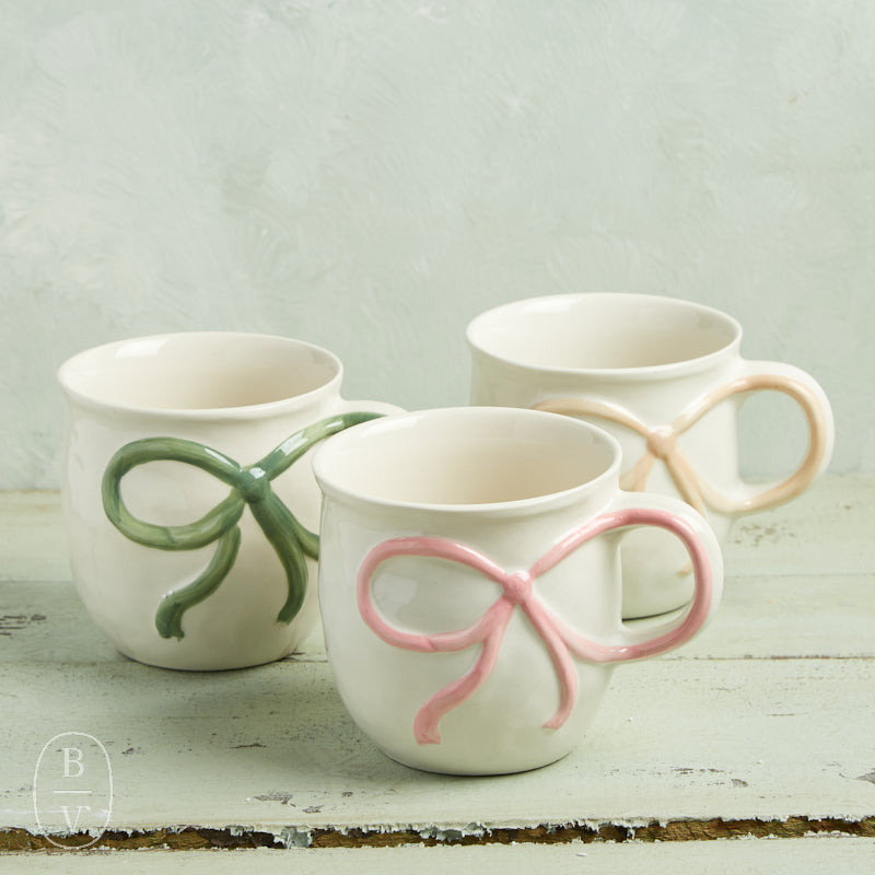 Creative Co-op STONEWARE MUG WITH BOW HANDLE